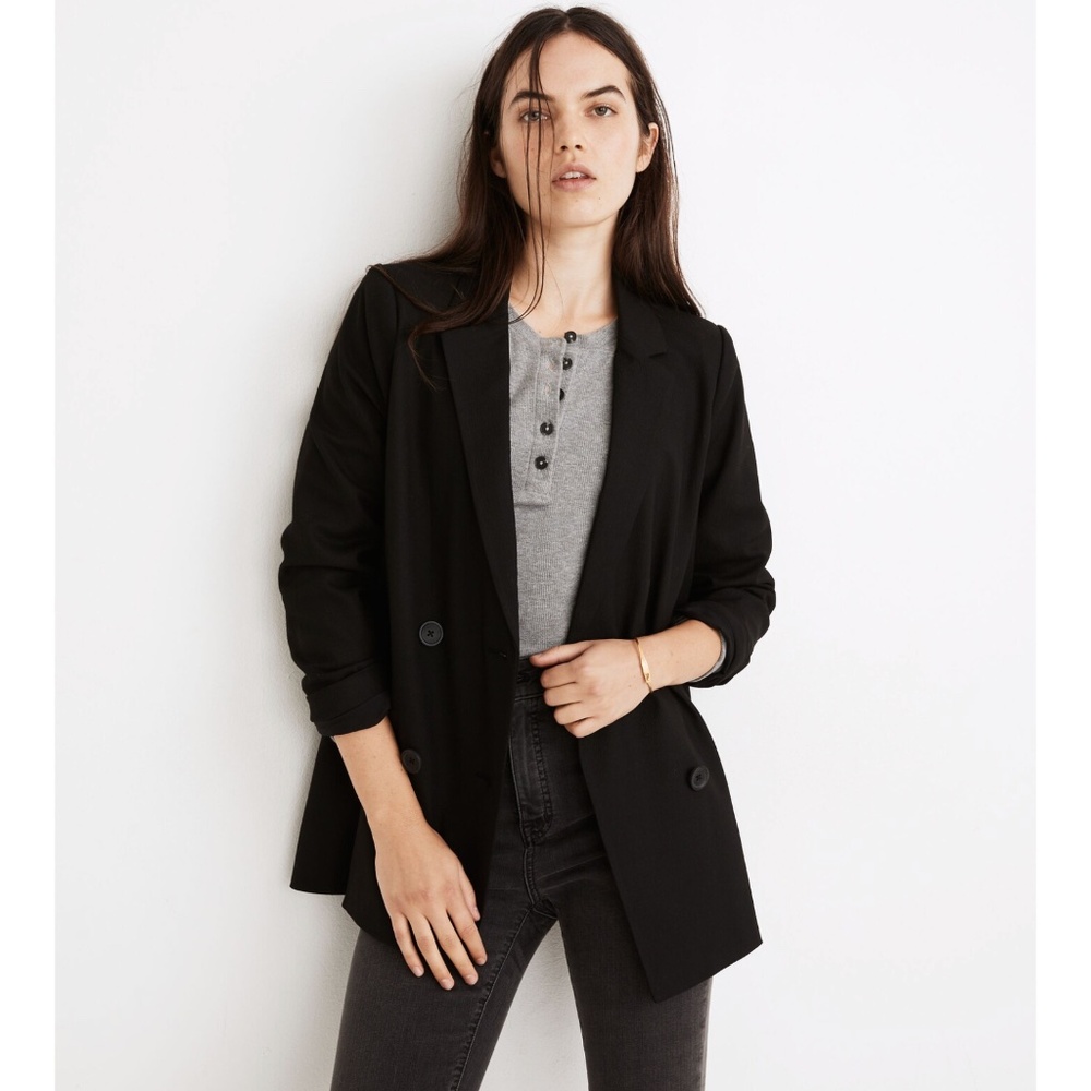 Madewell Black Caldwell Double-Breasted Blazer XXL